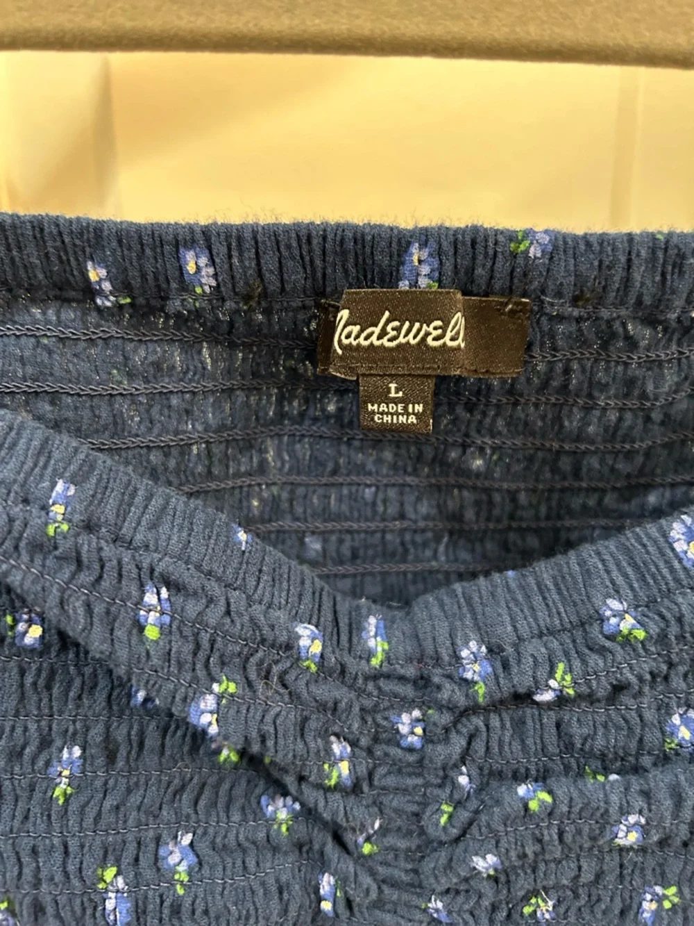 Sold Madewell Matching Set Cotton Blue Floral Smocked Crop Top Maxi Skirt Large - Picture 4 of 16